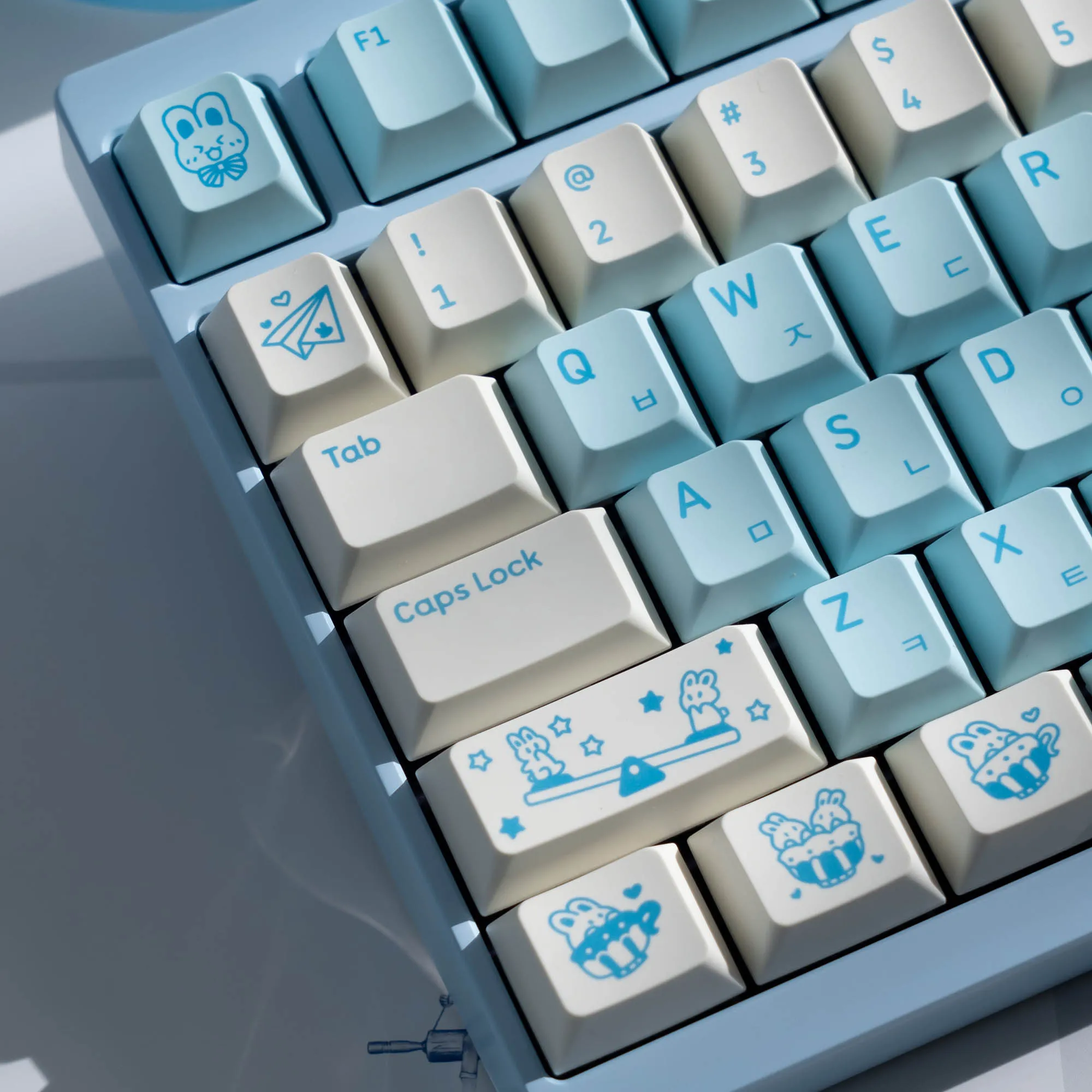 KP Bunny Land Tastenkappe Cherry Profile PBT Dye Subbed Tastenkappe oder PC für MX-Tastatur 60 87 104 EV63 EZ63 Real67 hergestellt 68 EZ60 Wooting60 Image