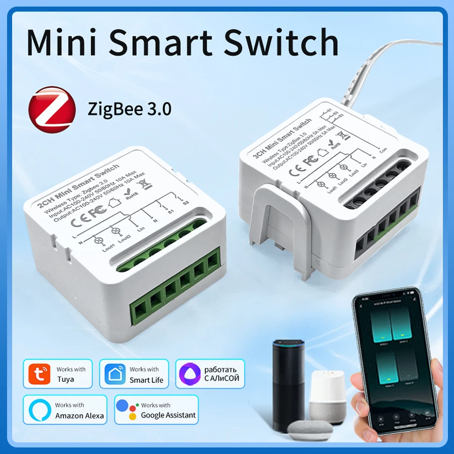 Tuya Zigbee 3,0 Smart Licht Schalter DIY Modul Relais Breaker 1/2/3 Gang Smart Leben APP Voice Control Alexa Google hause AC100-240V Image