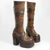 Punk Stil Runde Kappe Kniehohe Plattform Frauen Lolita Stiefel Chunky High Heels Seitlichem Reißverschluss Design Große Größe Angepasst schuhe
