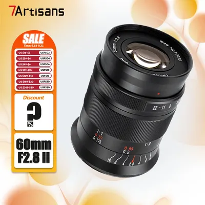 7artisans APS-C 60mm F2.8 II Camera Lens for Macro Photography with Sony E A7RIII Fujifilm XT-100 Nikon ZFC Canon RF M43 L-mount