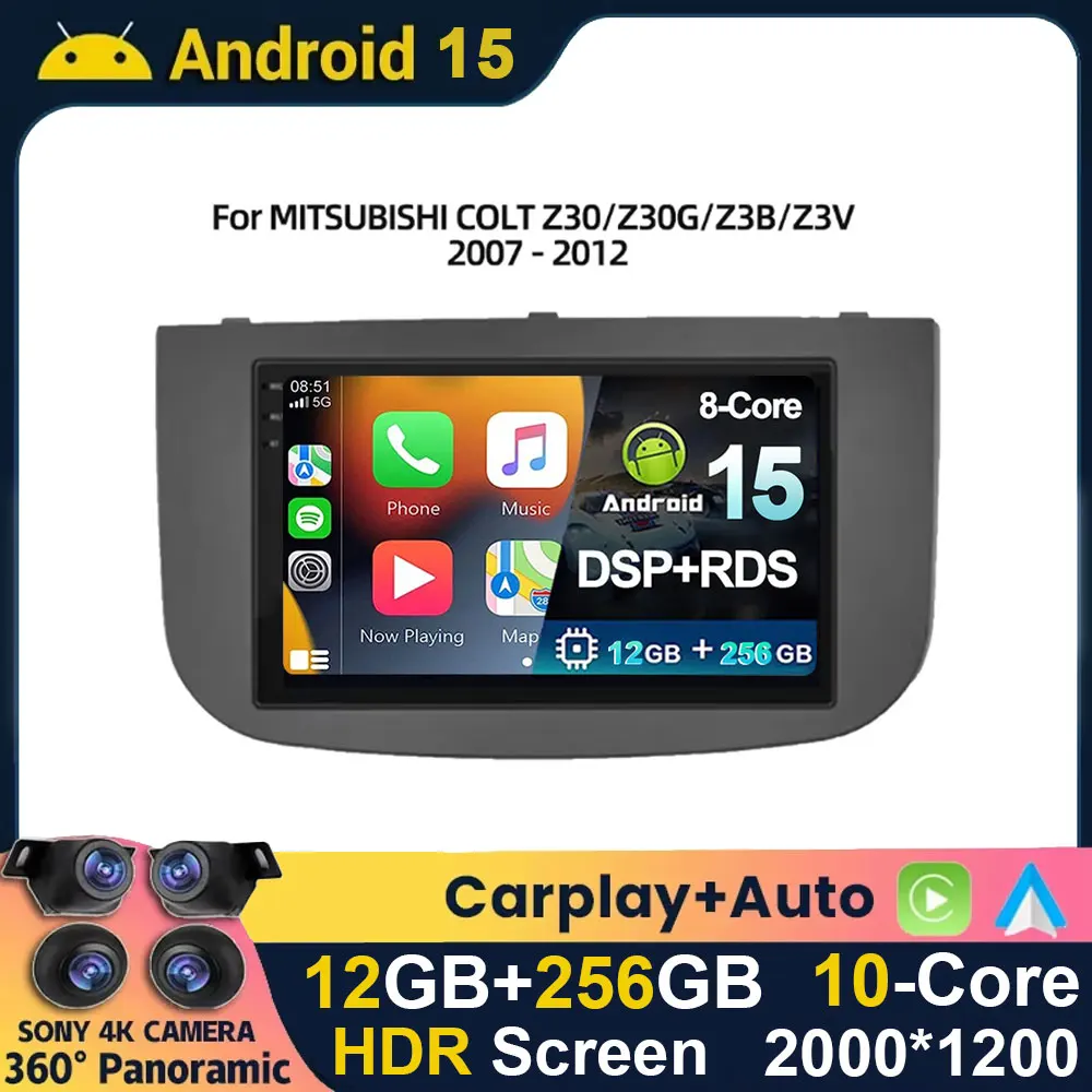 Android 15 Für MITSUBISHI COLT Z30/Z30G/Z3B/Z3V 2007-2012 Radio Android Carplay Multimedia Player navigation 5G Wifi Display Image