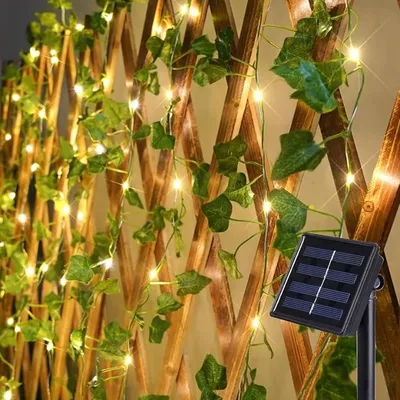 Solar Vine String Lights LED Solar Christmas Lights 8 Modes Artificial Ivy Leaf Solar Plant Vine Lights Outdoor Ivy Fairy Lights