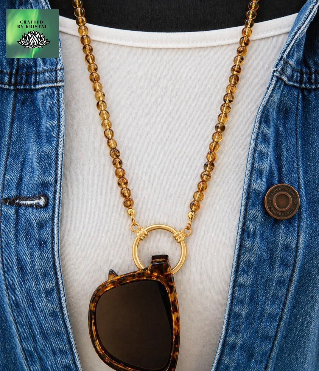 Catena per occhiali in tartaruga, portaocchiali con perline, collana con passante per occhiali da donna, portaocchiali da sole per occhiali, regali pe