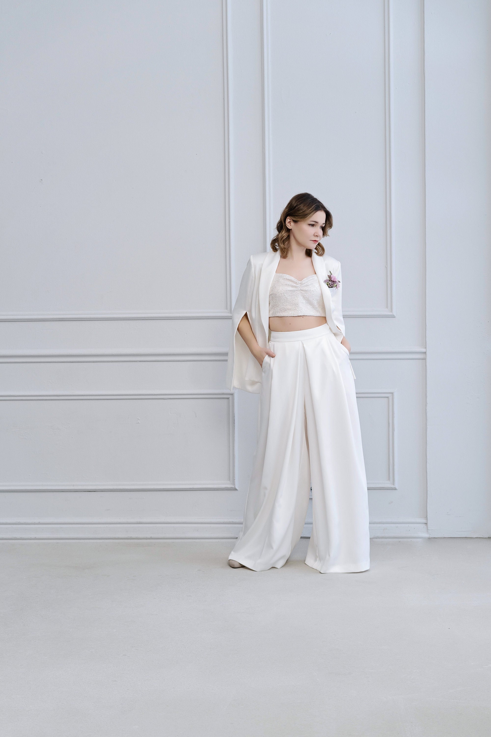 Ines - tailleur pantalone da sposa / tailleur pantalone da matrimonio / abito da sposa / abito da sposa / blazer e pantaloni da sposa / abito formale