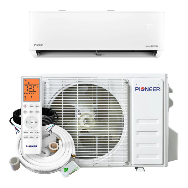 Pioneer Quantum Hyperformance WYT-25 WYT012GLSI25RH High Wall-Mounted Ductless Mini Split AC / Heat Pump System - 25 SEER2, 12,000 BTU, 208-230V