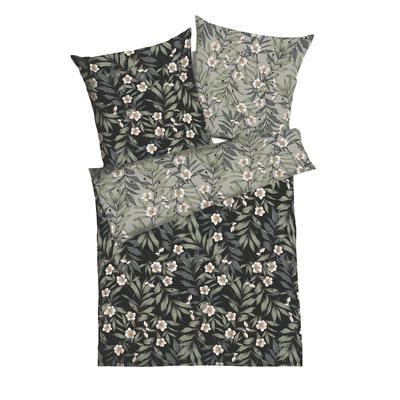 Bettwäsche KAEPPEL "Florence", grün (khaki), B/L: 135cm x 200cm, , Mako-Satin, B/L: 80cm x 80cm, Mako-Satin, Obermaterial: 100% Baumwolle, Bettwäsche, angenehm wärmend Image