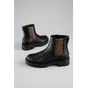 Chelseaboots ANISTON SHOES, Damen, Gr. 39, schwarz (schwarz, leo), Lederimitat, modisch, Schuhe, Stiefelette, Blockabsatz, mit Animal-Print - NEUE KOLLEKTION