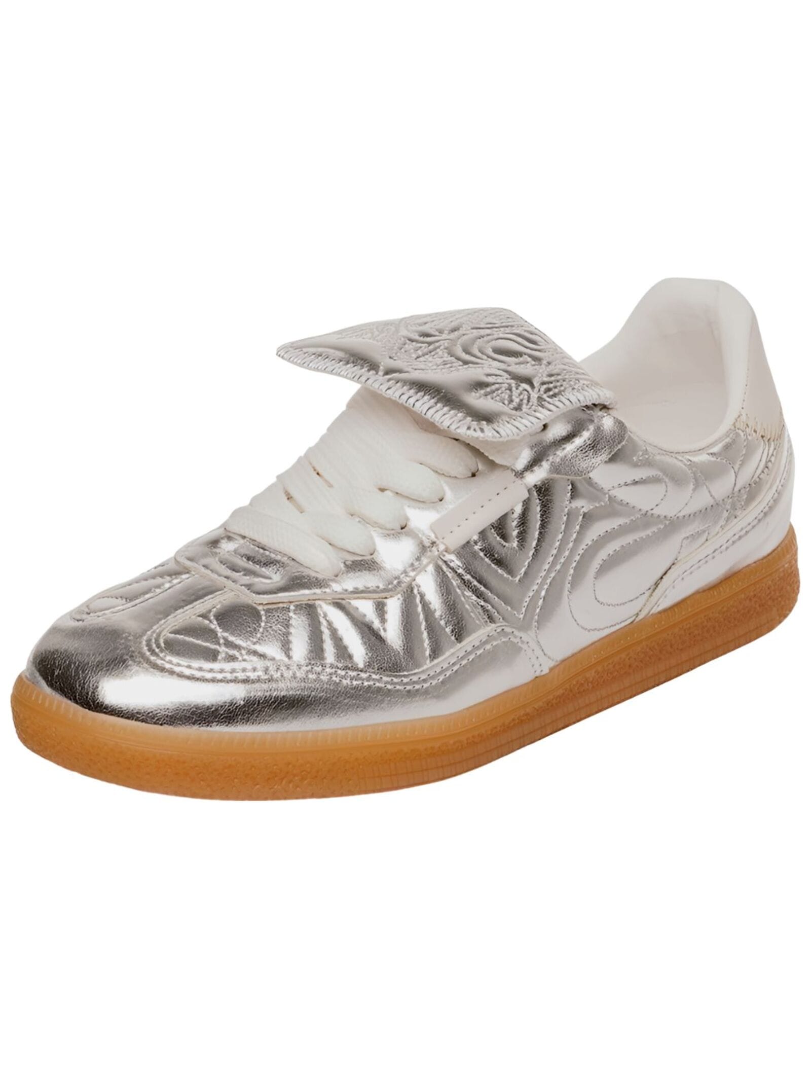 Sneaker STEVE MADDEN "STEVE MADDEN Sneaker Lederimitat", Damen, Gr. 38, silber, Lederimitat, Schuhe Sneaker