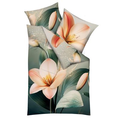 Bettwäsche KAEPPEL "Magic Dust", rot (apricot), B/L: 155cm x 220cm, , Mako-Satin, B/L: 80cm x 80cm, Mako-Satin, Obermaterial: 100% Baumwolle, Bettwäsche Image