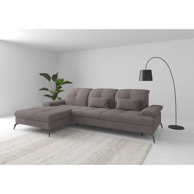 Ecksofa SIT & MORE "Amica, L-Form, inkl. Sitztiefenverstellung & Armteilverstellung", grau (taupe), B:279cm H:90cm T:185cm, 90% Polyester, 10% Polyamid, Sofas, wahlweise mit Bettfunktion, Bettkasten und Kopfteilverstellung Image