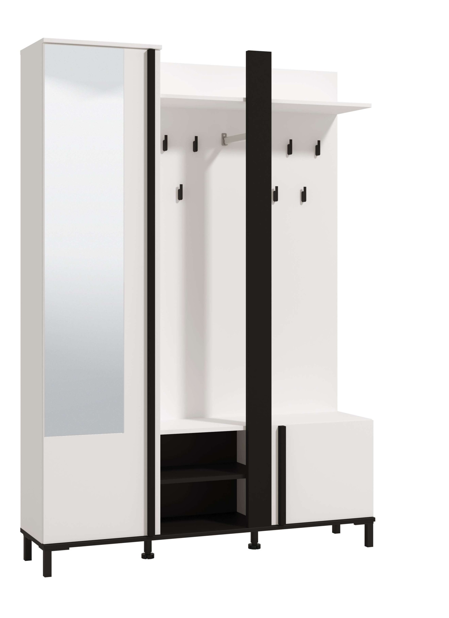 Kompaktgarderobe HOME AFFAIRE "Nino Flurgarderobe, Dielenschrank, Flurmöbel, Garderobe, Breite 135 cm", weiß (opaque weiß), B:134,5cm H:192,5cm T:34,5cm, FSC-zertifizierter Holzwerkstoff, Schränke, Schuhschrank, Spiegel, Haken, viel Stauraum, ideal...