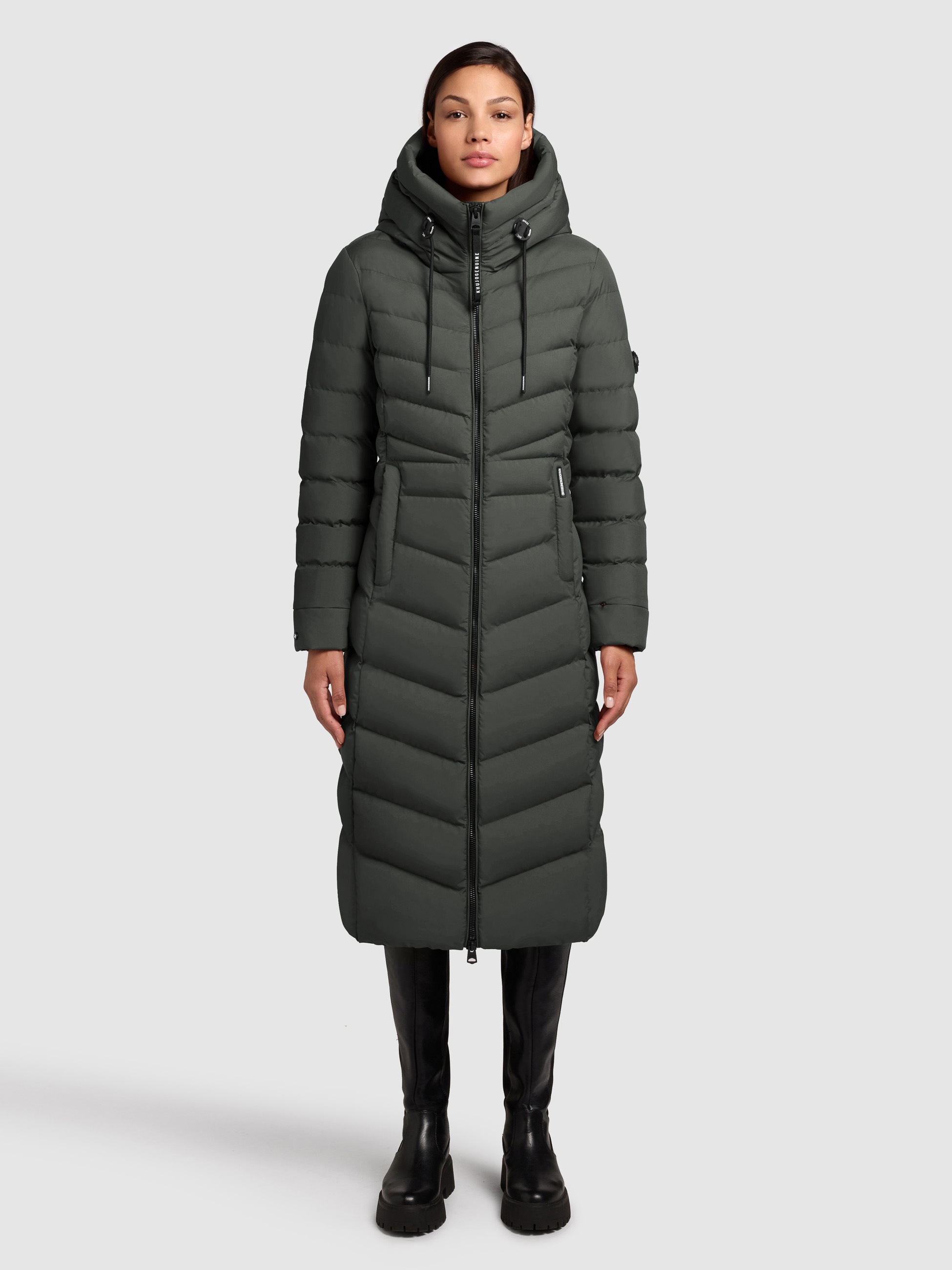 Steppmantel KHUJO "INGRAM4", Damen, Gr. XS, grün (foam grün), 100% Polyester, unifarben, regular fit, eingesetzt elastischer Bund, Mäntel Image