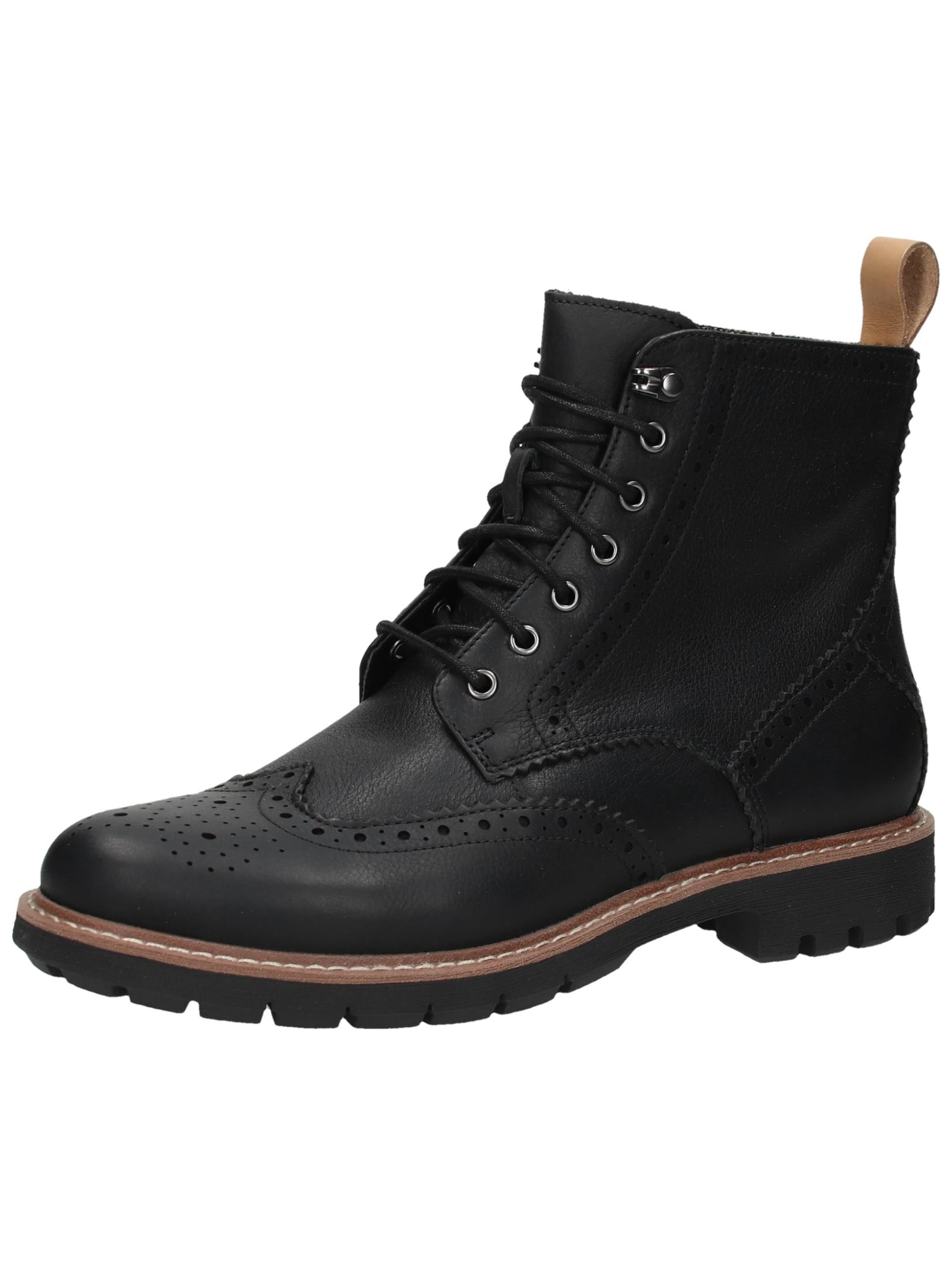 Schnürstiefelette CLARKS "Clarks Stiefelette Leder", Herren, Gr. 44,5, schwarz, Leder, Casual, Schuhe