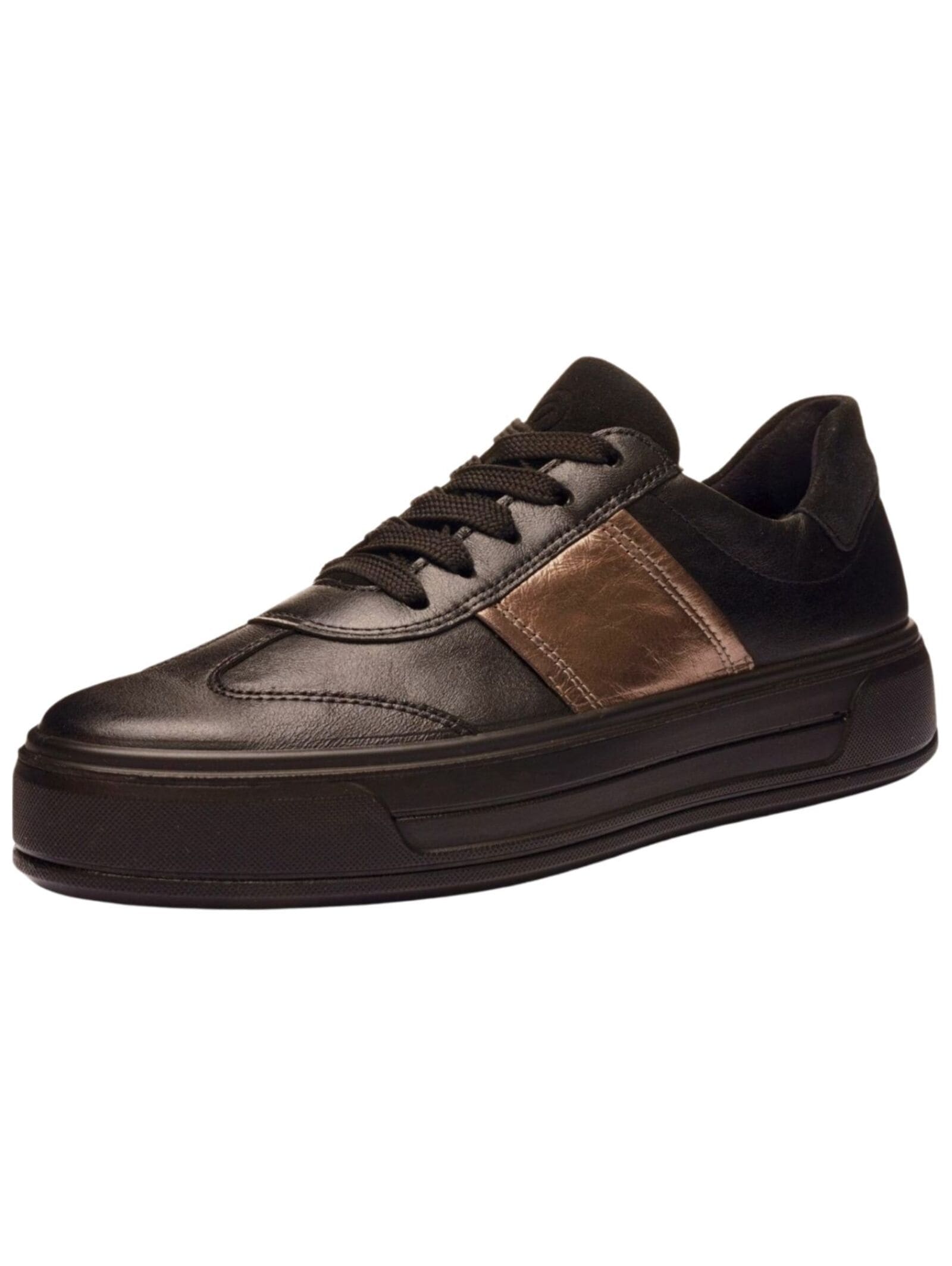 Sneaker ARA "Ara Sneaker Glattleder", Damen, Gr. 40, schwarz (schwarz kombi), Glattleder, Schuhe Sneaker