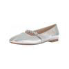 Ballerina GABOR "Gabor Ballerinas Leder", Damen, Gr. 40, silber, Leder, elegant, Schuhe