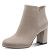 Stiefelette TAMARIS, Damen, Gr. 40, grau (taupe), Textil, unifarben, Veloursleder, elegant, Schuhe, Blockabsatz, Abendschuh, Festtagsschuh in veganer Verarbeitung
