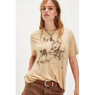 Bambi Tee by Junk Food at Free People in Camel, Size: Large