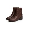 Stiefelette TOMMY HILFIGER "TH BUCKLE RIDING MID HEEL BOOTIE", Damen, Gr. 39, braun (dunkelbraun), Leder, klassisch, Schuhe, Blockabsatz, Businesschuh mit Zierschnalle am Schaftrand