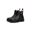 Chelseaboots TOMMY JEANS "TJW CHELSEA BOOT WL", Damen, Gr. 35, schwarz, Leder, Elastischer Einsatz, unifarben, casual, Schuhe, Blockabsatz, Stiefelette mit typischer Logoflagge