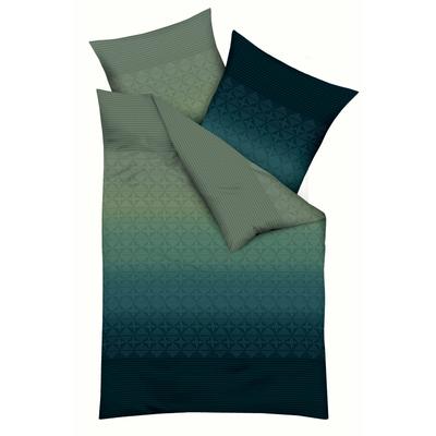 Bettwäsche KAEPPEL "Gradient", grün (smaragd), B/L: 155cm x 220cm, , Mako-Satin, B/L: 80cm x 80cm, Mako-Satin, Obermaterial: 100% Baumwolle, Bettwäsche Image