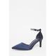 Quiz Womens Navy Satin Diamante Strap Court Heels - Size UK 3 | Quiz Sale | Discount Designer Brands