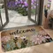 1PC Flowers Welcome pattern Door Mats Kitchen Rugs Non-Slip Pop design Bathroom Rugs Bath Mat Carpet for Home Sink Laundry Decor