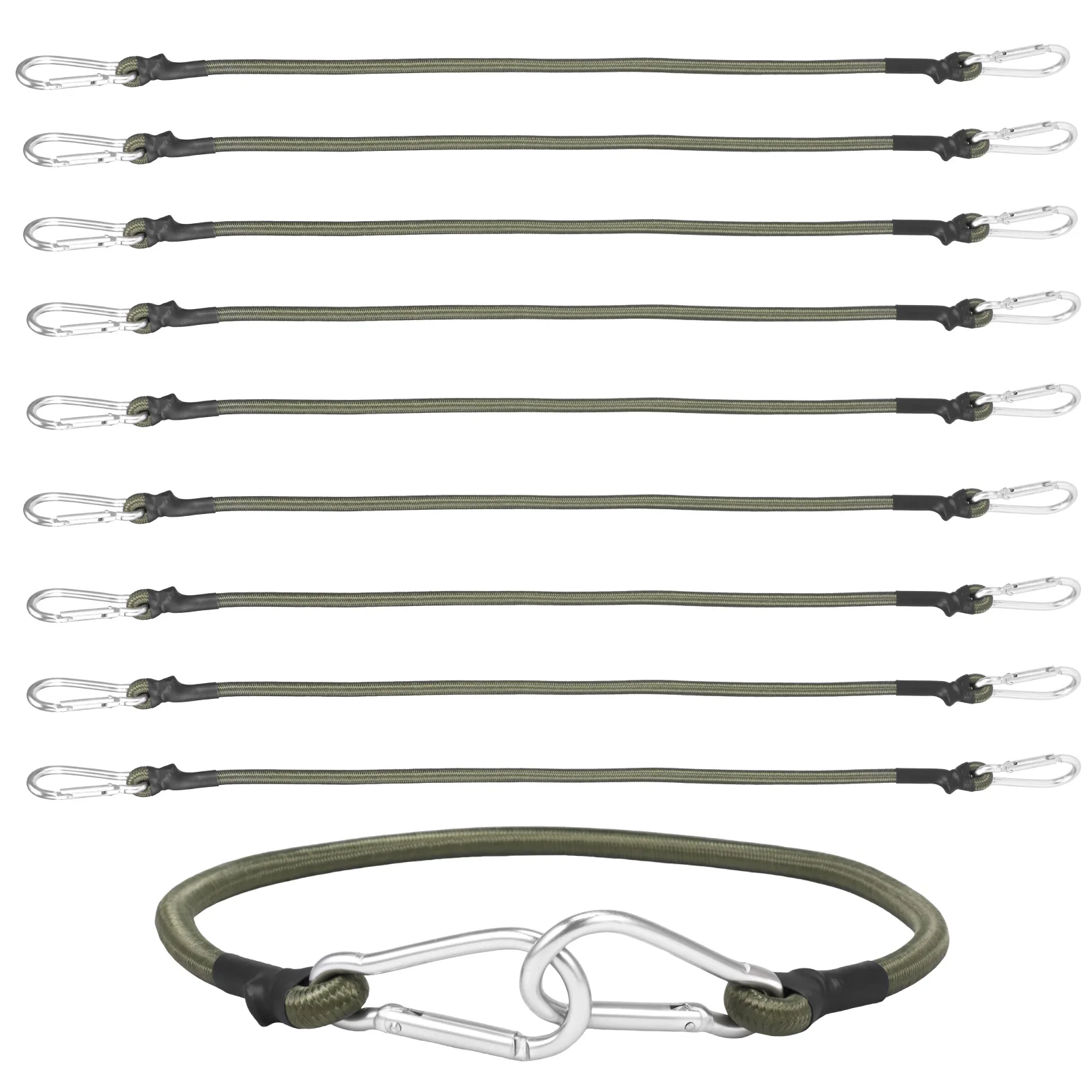Expander mit Haken, 60 cm Bungee-Kordel mit Karabiner, 100 % Latex, Spanngurte, starker und elastischer Gepäckspanner für Markise Image