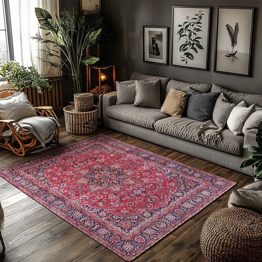 Vintage-Böhmischer Teppich, rutschfest, große Teppiche für Wohnzimmer, Ottomane, marokkanische, orientalische, handgewebte Teppiche, Innendekoration, 4 x 6 Image