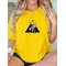 Women's T-shirt with fashionable triangle design, PARIS print, classic style pullover shirt summer clothing top women's clothing