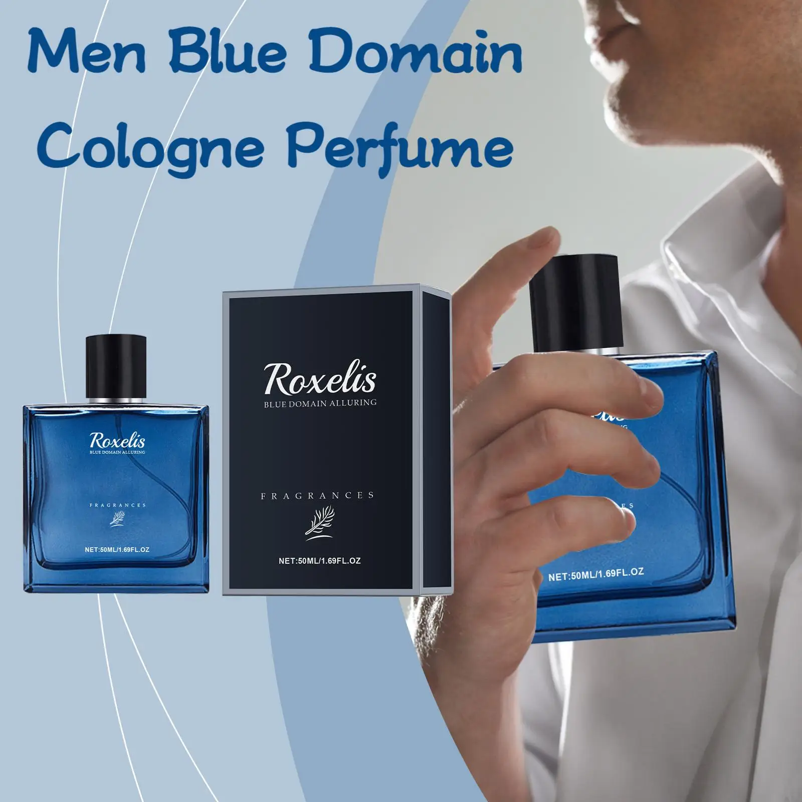 Roxelis 50 ml Charmig Cologne Parfümspray Herren Blue Domain Duft Anhaltender Duft Pheromon Flirten Romantisches Dating-Parfüm Image