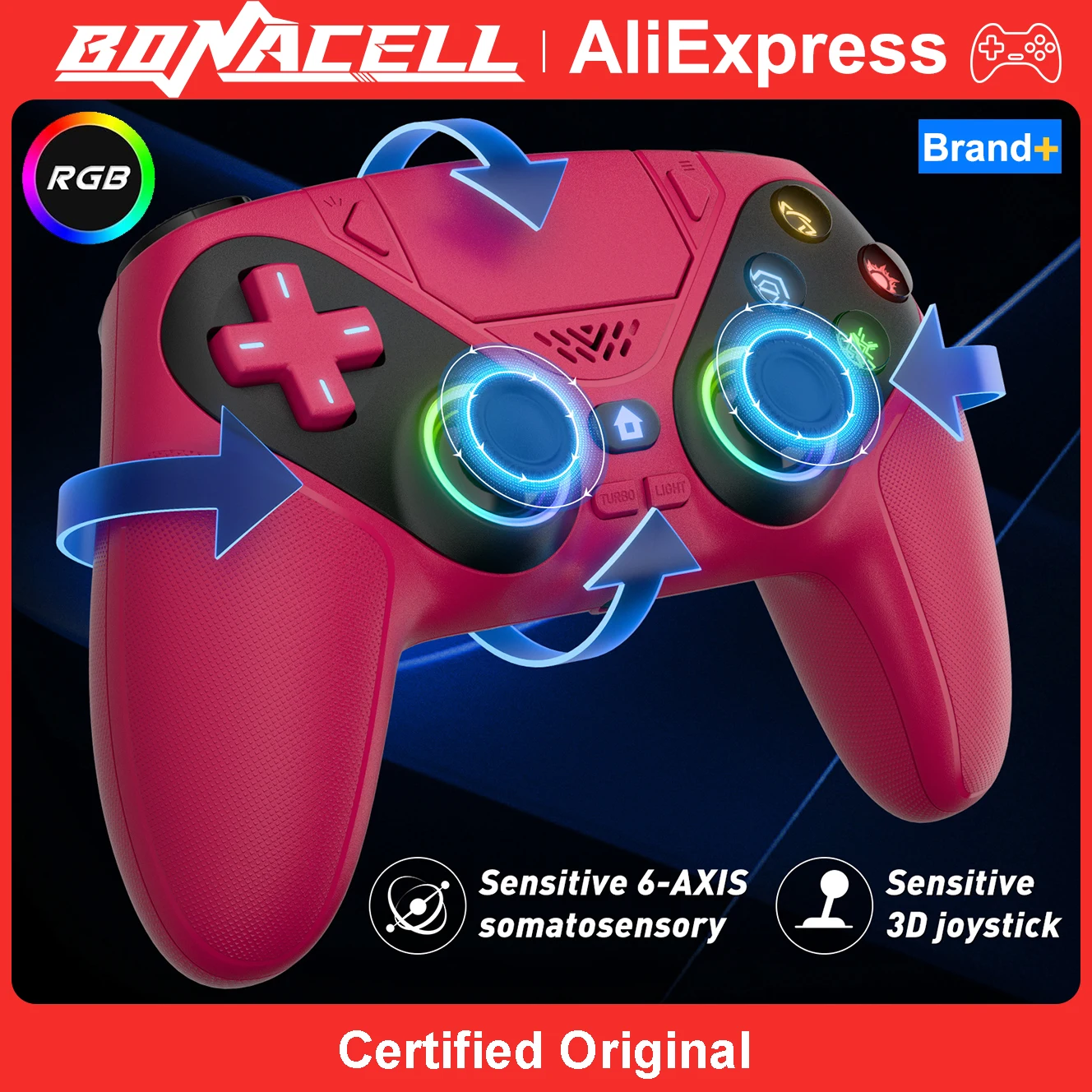 Controller für PS5/PC Gamepads, Gaming-Griffe mit Hall-Effekt-Trigger, Spielcontroller mit RGB Turbo Vibration und programmierbaren Tasten Image