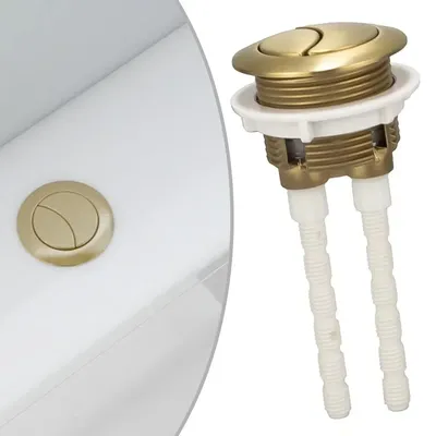 38mm Coupled Toilet Flush Button Water Tank Round Valve Rods Push Button Brushed Brass Gold Toilet Flush Cistern Button