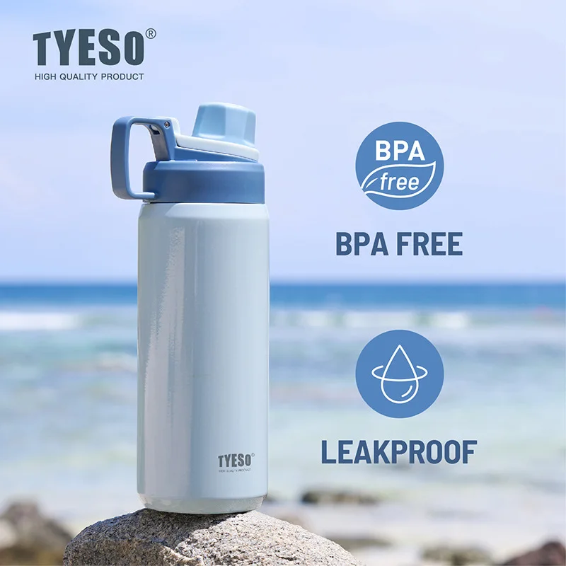 Tyeso Edelstahl-Isolierflasche, Thermosflasche, Reisebecher, Outdoor-Sport, isoliert, auslaufsicher, Fitnessflasche, Thermobecher Image