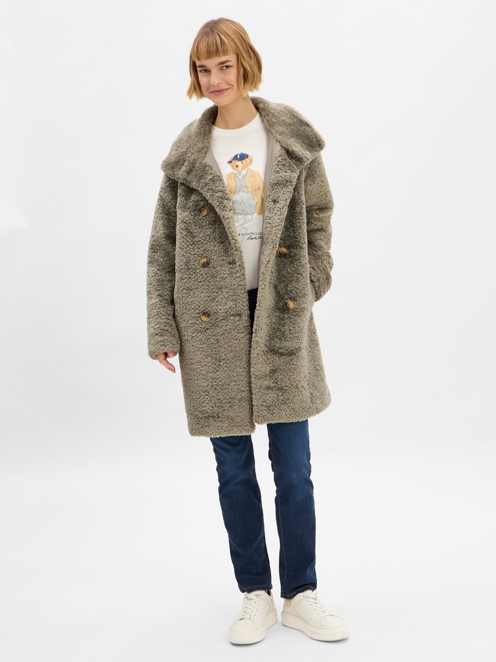 Marie Lund Teddy-Kurzmantel Damen schilf, 46