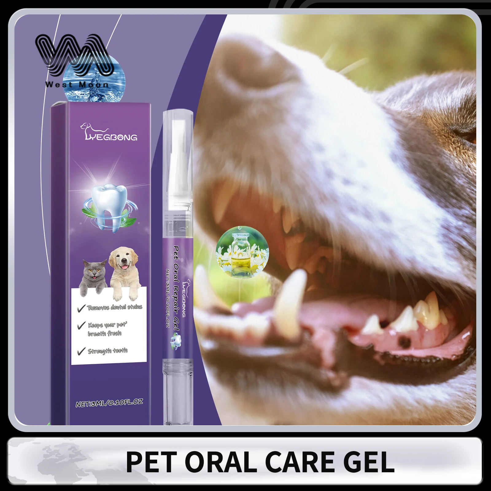 Pet Oral Repair Gel Entfernen Sie Zahnflecken. Halten Sie den Atem von Haustieren frisch. Reduzieren Sie die Zahnvergilbung. Reduzieren Sie Gerüche. Tragbarer Pet Oral Cleaner 3 ml Image