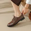 Neue Frühjahr Echt leder Slipper Oxford Low Heel Damenschuhe Retro Round Toe Pumps Block Lederschuhe Retro Damenschuhe