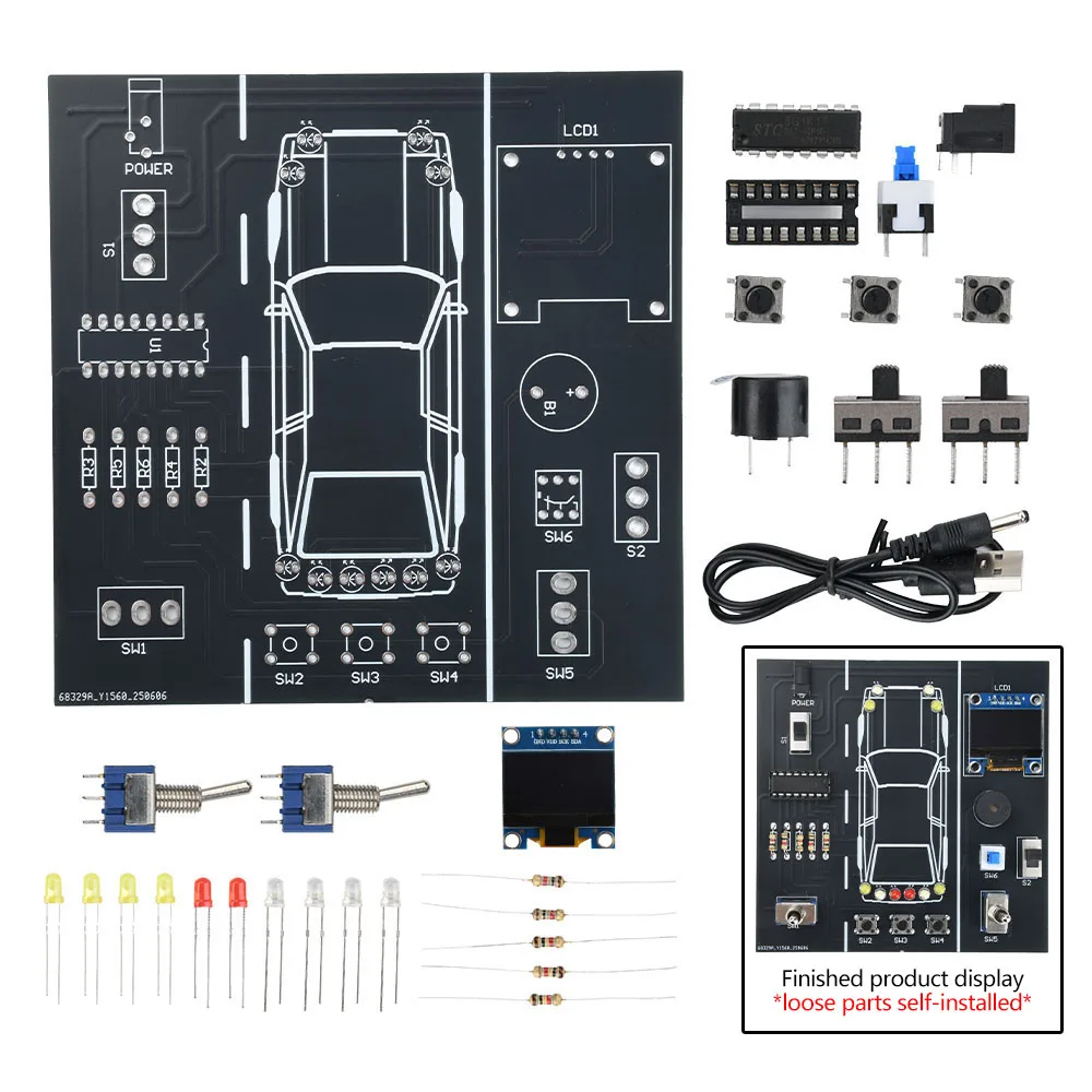 DC 5V DIY 180km/h Car Driving Simulation Soldering Practice Kit Car Driver Simulator Solder Project for Students Learning