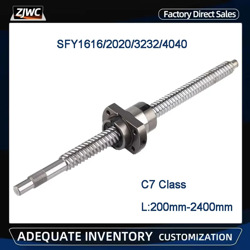 1PC SFY1616 SFY2020 SFY2525 SFY3232 Durchmesser 16/20/25/32MM 200-2400mm + einzelne High-Speed-Kugelmutter SFY Ende Bearbeitete CNC Teile Image