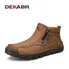 DEKABR Neue Bequeme Herbst Winter Pelz Stiefeletten Casual Herren Schuhe Warme Plüsch Hight Qualität Leder Stiefeletten Plus Größe 48