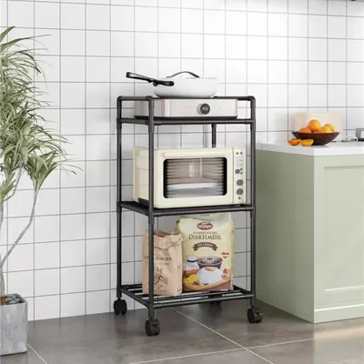 5-Tier Microwave Oven Multi-Layer Simple Kitchen Storage Racks Standing Movable Household Integrated Wall Mounted Storage Rack