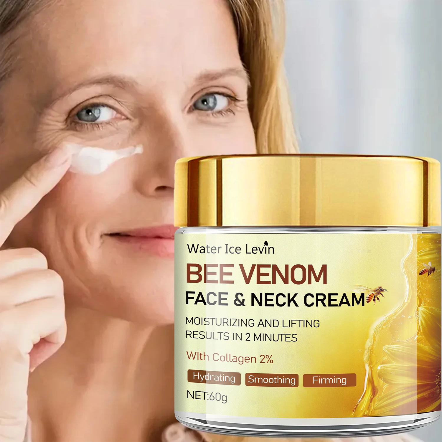 Bio-Peptid-Gesichts- und Halscreme 60 g – Pflanzenkollagenkomplex, 2 Minuten kühlender Lift, feuchtigkeitsspendend, nicht fettend Image