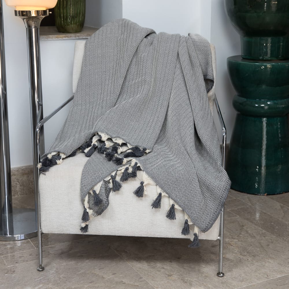 Plaid laine gris chiné 160x250