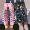 Hotties Metallschnalle Gürtelstiefel Leder Runde Zehen Plattform Dicke Sohlen Keile Schwarze Schuhe Dark Punk Gothic Sexy Kniehohe Stiefel