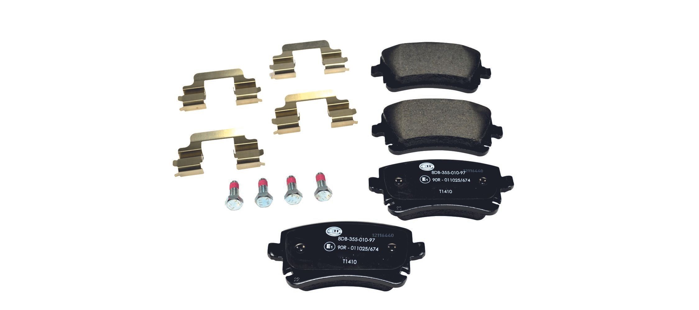 HELLA Bremsbelagsatz VW,AUDI 8DB 355 010-971 JZW698451L,4E4698451,4E4698451A 4F0698451,4F0698451F,4F0698451H,7H0698451A,8E0698451C,8E0698451N Image