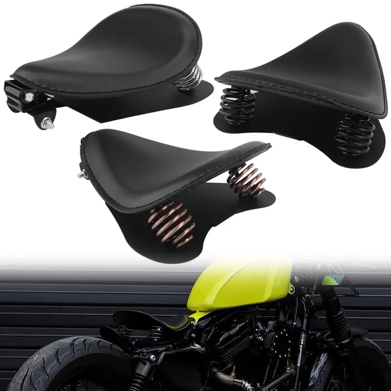 Base universale per staffa a molla per moto Sedile in pelle PU Coprisedile per sella singola per Harley Custom Sportster Bobber Honda Yamaha