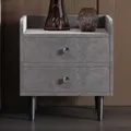 Comodino imbottito con 2 cassetti, con paraspruzzi, con maniglie in metallo, MDF, velluto, comodini grigi per camera da letto