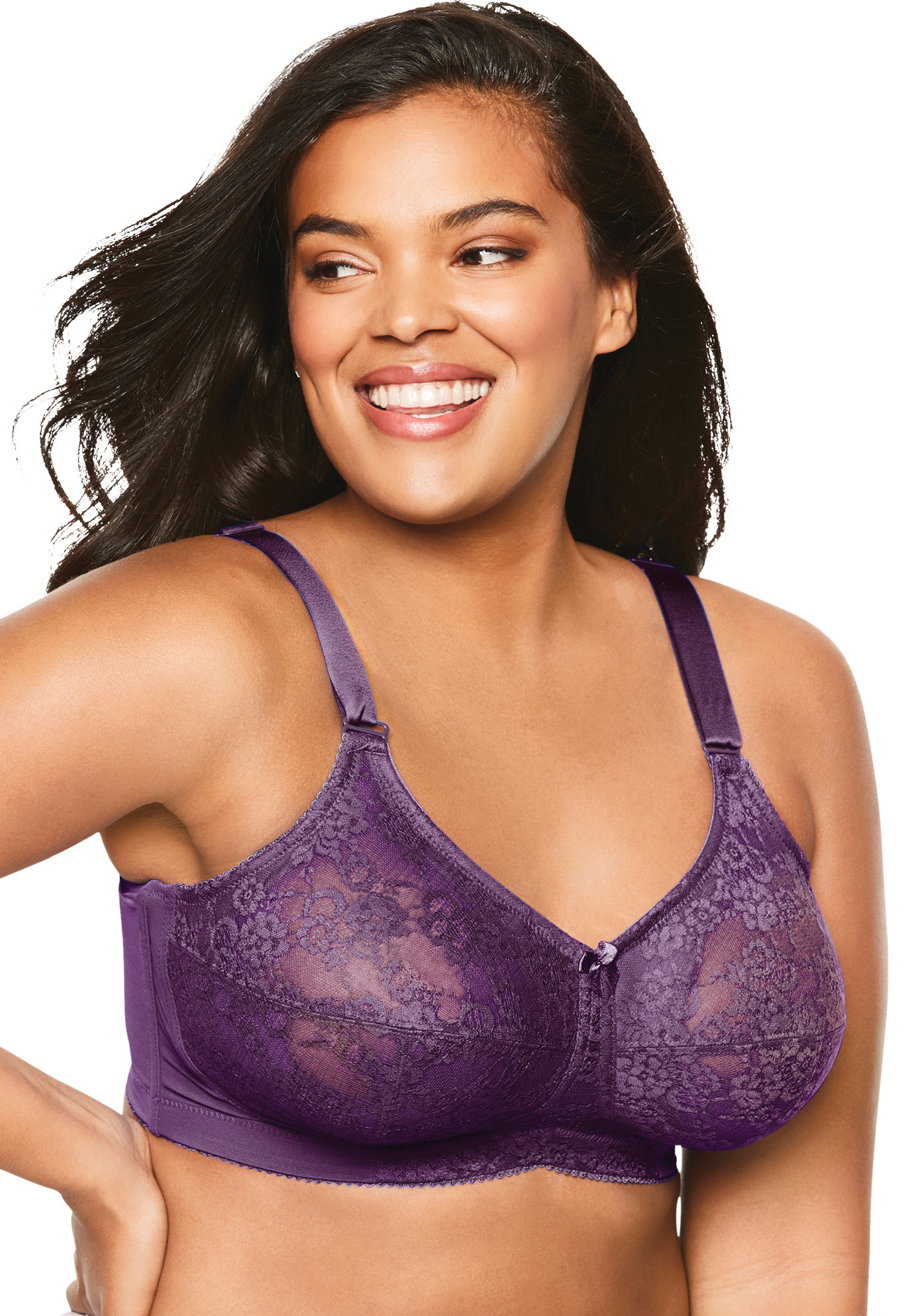 Plus Size Women's Lace Soft Cup Bra by Elila in Aubergine (Size 50 H)