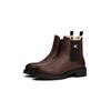 Chelseaboots TOMMY JEANS "TJW CHELSEA BOOT WL", Damen, Gr. 40, braun (dunkelbraun), Leder, Elastischer Einsatz, unifarben, casual, Schuhe, Blockabsatz, Stiefelette mit typischer Logoflagge