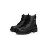 Schnürboots TOMMY JEANS "TJW LACE UP LEATHER BOOT", Damen, Gr. 41, schwarz, Glattleder, klassisch, Schuhe, Blockabsatz, Schnürstiefelette mit Logoflag an der Seite