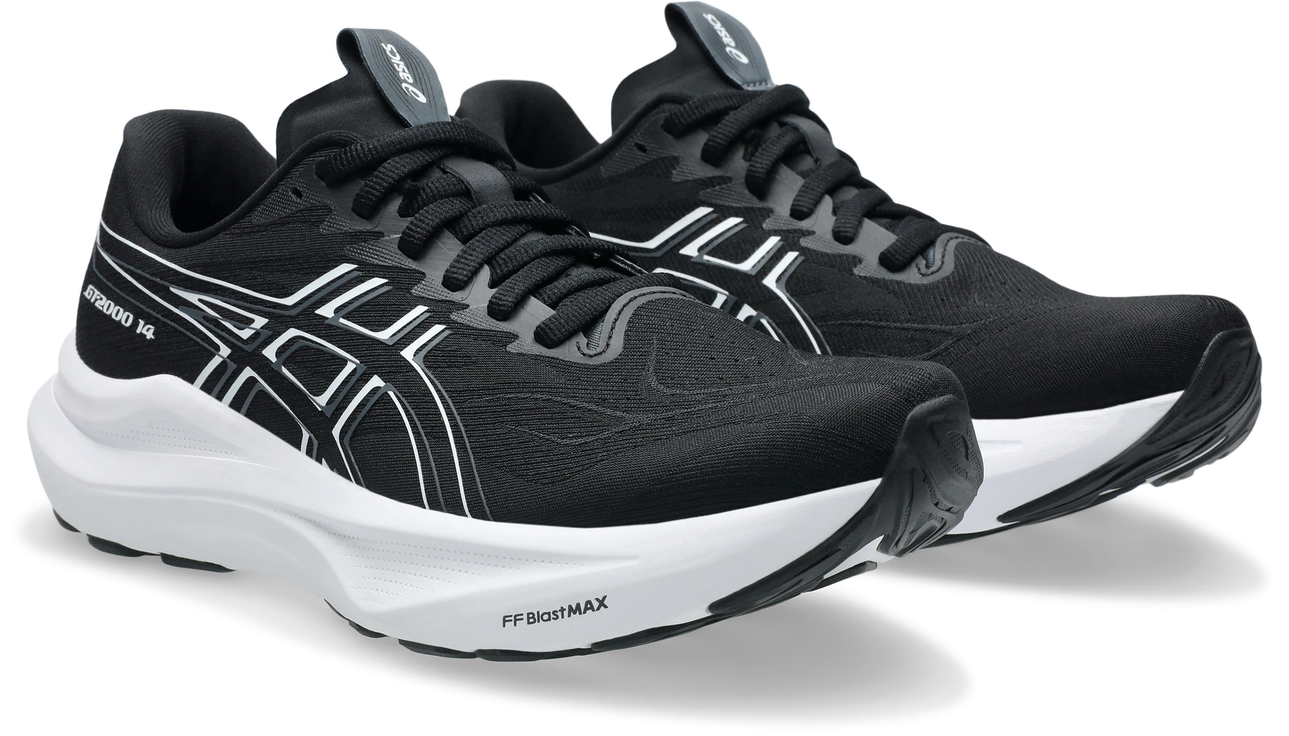 Laufschuh ASICS "GT-2000 14", Damen, Gr. 42, schwarz-weiß (schwarz, weiß), Textil, Schuhe Laufschuh, für mehr Stabilität
